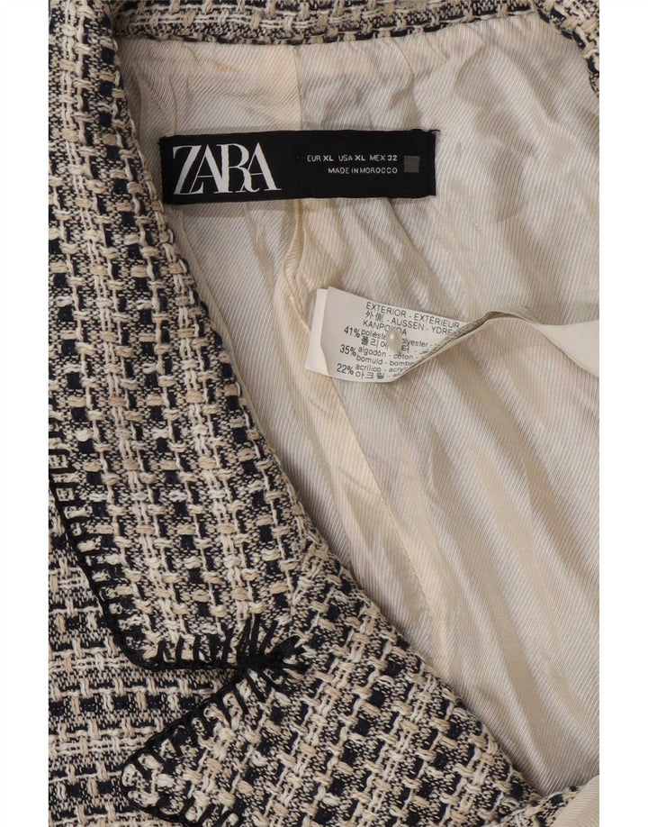 Zara ženski sako sa 3 gumba UK 18 XL poliester u sivu prugu
