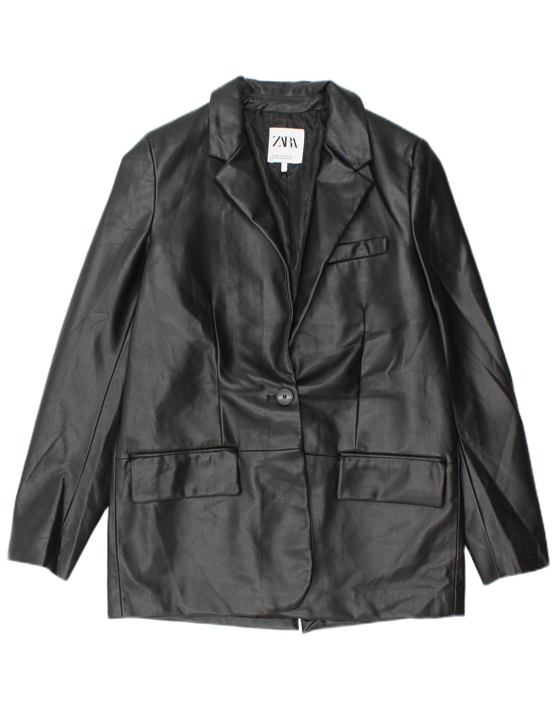 Zara ženska jakna od umjetne kože s jednim gumbom UK 6 XS crna polietilenska