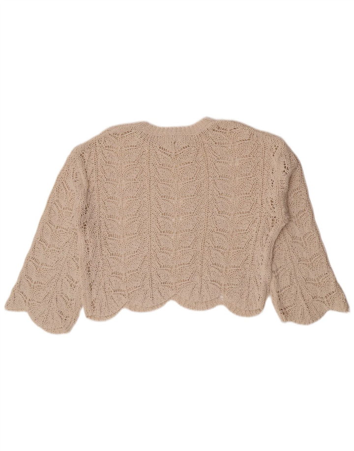 Zara ženski preveliki heklani kratki top UK 10 Small Beige