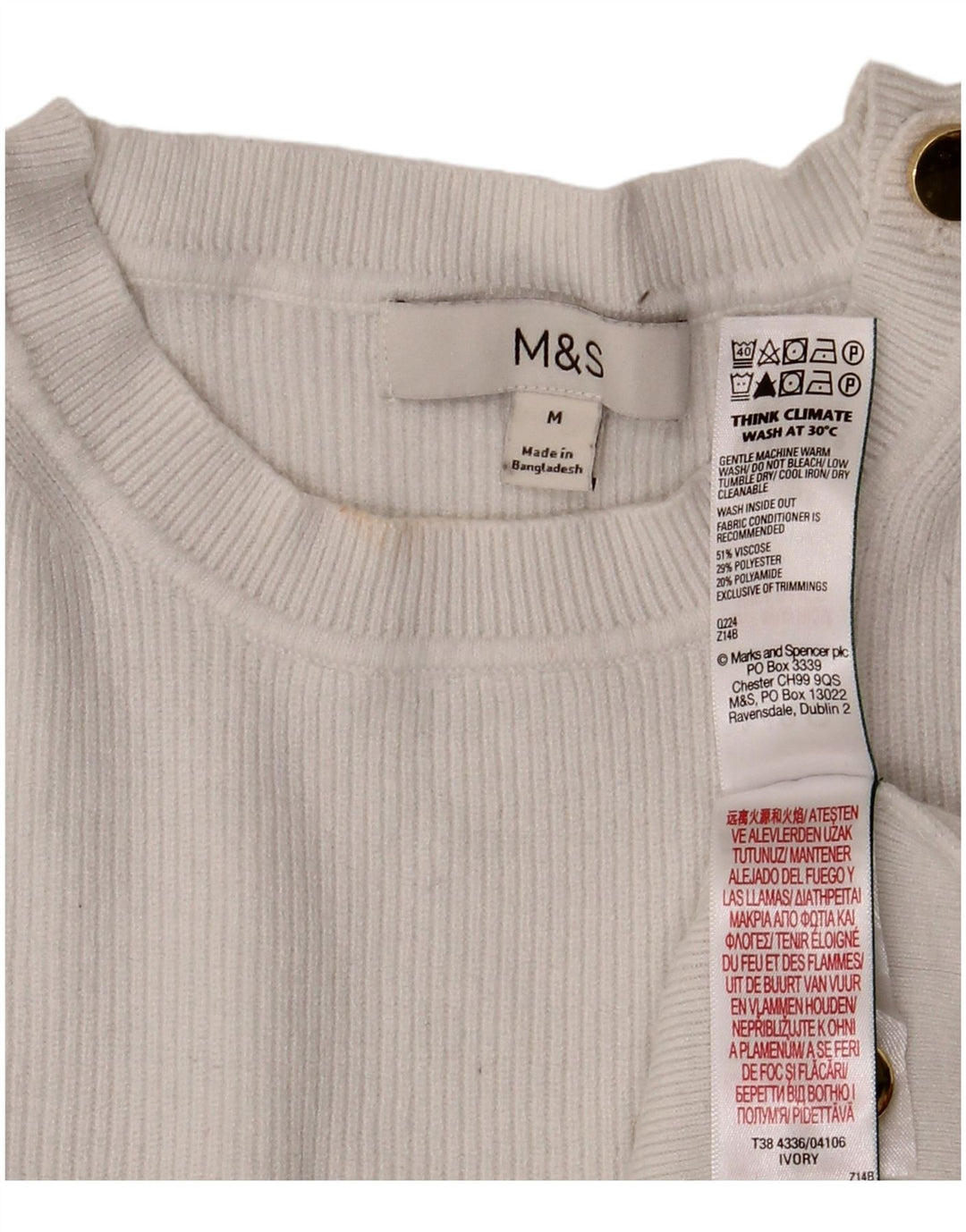 Marks & Spencer ženski džemper s okruglim izrezom UK 14 srednje bijele viskoze