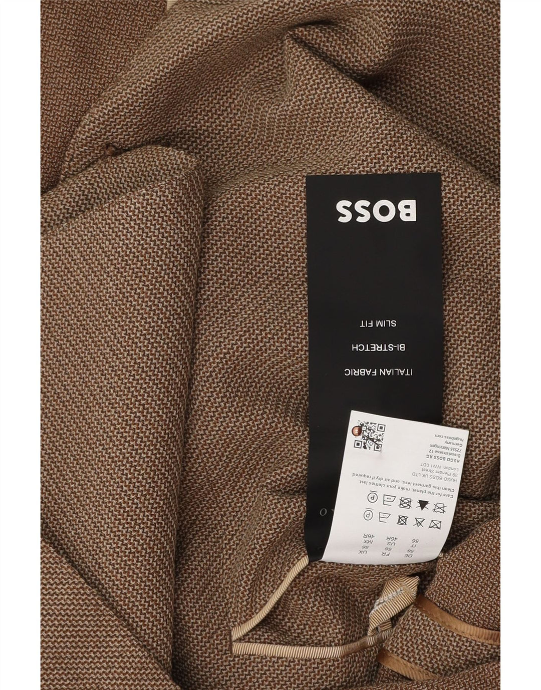 Hugo Boss muška uska jakna sa 2 gumba EU 56 3XL smeđa djevičanska vuna