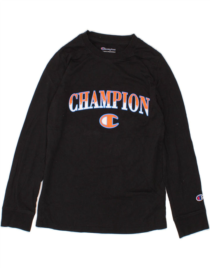 CHAMPION Boys Graphic Top Long Sleeve 9-10 Years Medium Black Cotton Vintage Champion and Second-Hand Champion from Messina Hembry 