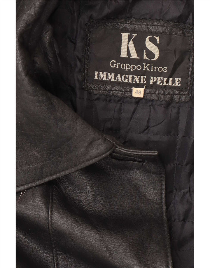 Kiros ženski preveliki kožni kaput s kapuljačom IT 48 XL crni