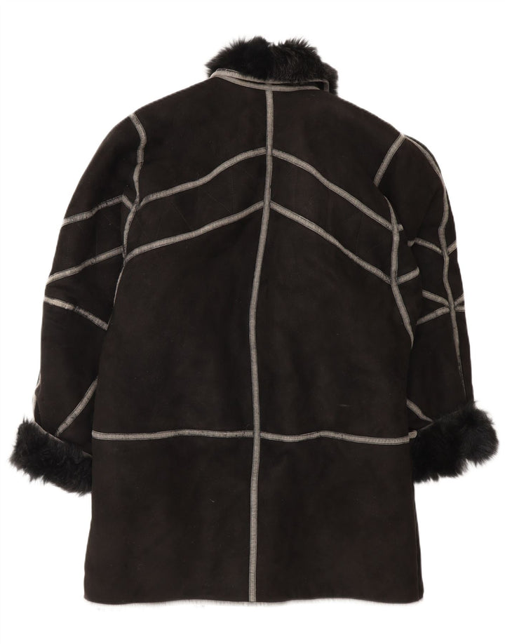 Vintage ženski preveliki gornji kaput od šišmiša IT 42 srednje crne šišmarice