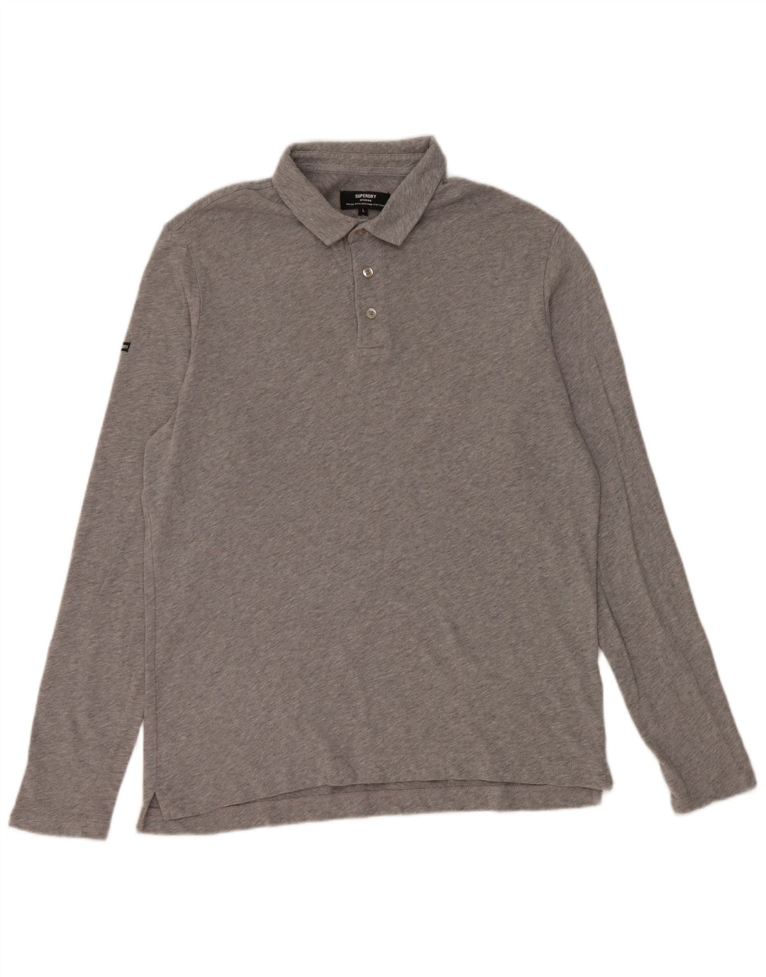 Superdry muška polo majica dugih rukava, veliki sivi pamuk