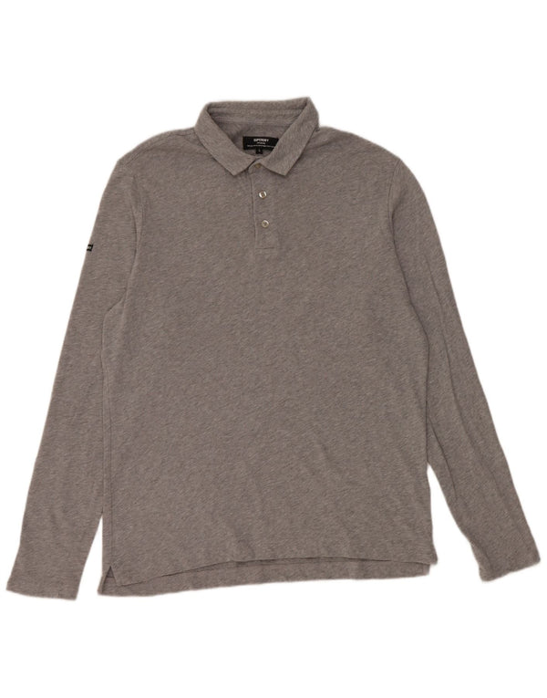 Superdry muška polo majica dugih rukava, veliki sivi pamuk