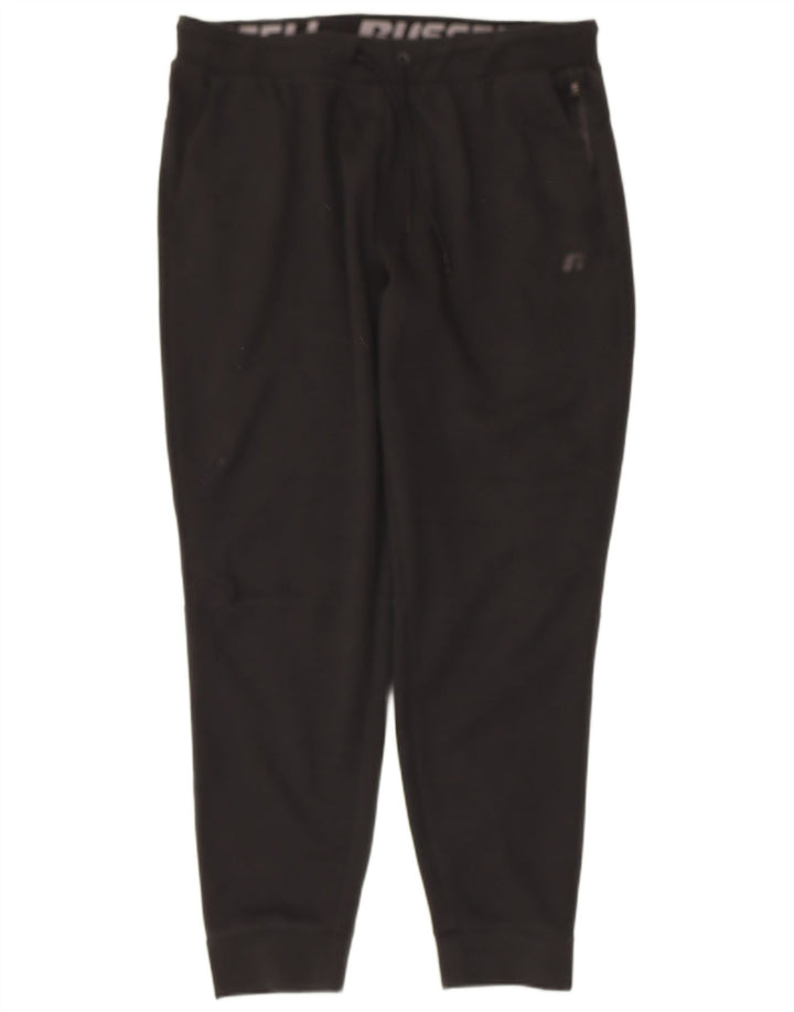 RUSSELL ATHLETIC Mens Tracksuit Trousers Joggers Large  Black Polyester