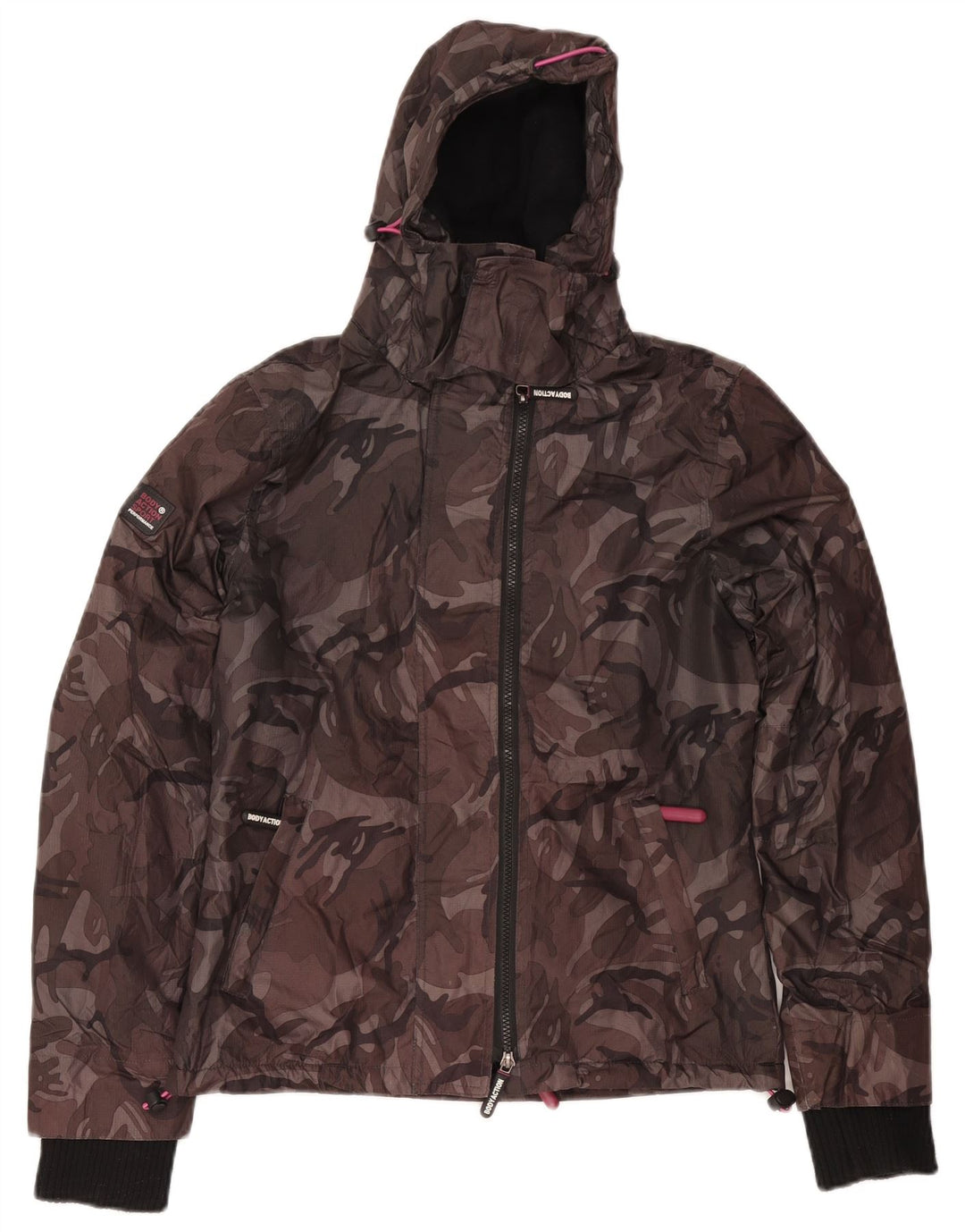 Vintage ženska jakna s kapuljačom UK 10 Mala siva kamuflažna