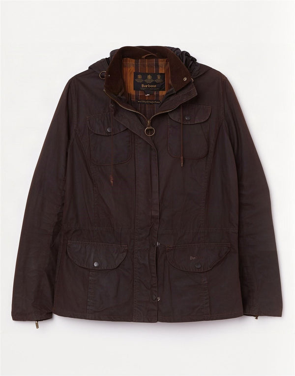 Barbour ženska jakna od voštanog pamuka s kapuljačom UK 14 Large Brown