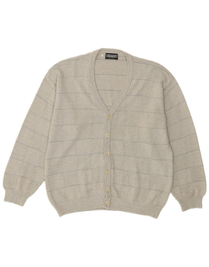 Demiro muški kardigan pulover IT 54 XL sivi geometrijski pamuk