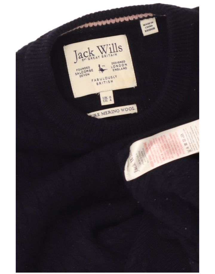 JACK WILLS Ženski džemper s okruglim izrezom UK 8 Mali tamnoplavi