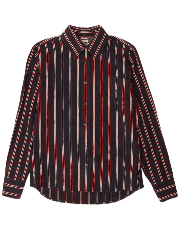 Tommy Hilfiger Mens Graphic Slim Fit Shirt Small Navy Blue Striped Cotton