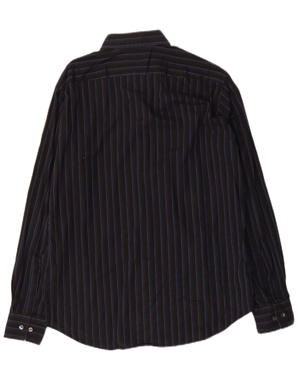 Hugo Boss Mens Shirt Size 41 16 Large Black Striped Cotton