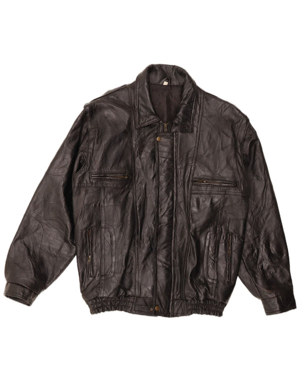 VINTAGE muška kožna jakna UK 40 velika crna koža