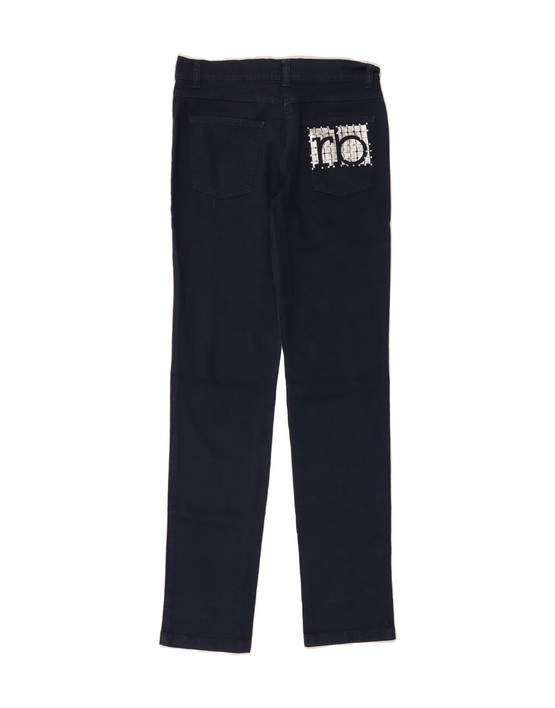 ROCCOBAROCCO Womens Graphic Slim Jeans W30 L33 Navy Blue Cotton Vintage Roccobarocco and Second-Hand Roccobarocco from Messina Hembry 