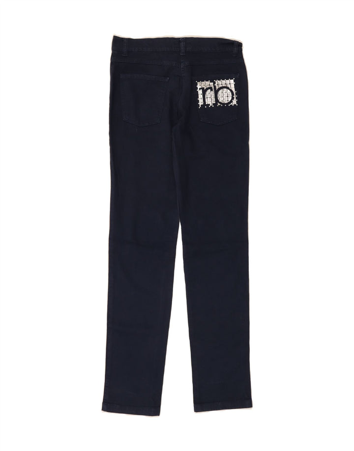 ROCCOBAROCCO Womens Graphic Slim Jeans W30 L33 Navy Blue Cotton Vintage Roccobarocco and Second-Hand Roccobarocco from Messina Hembry 