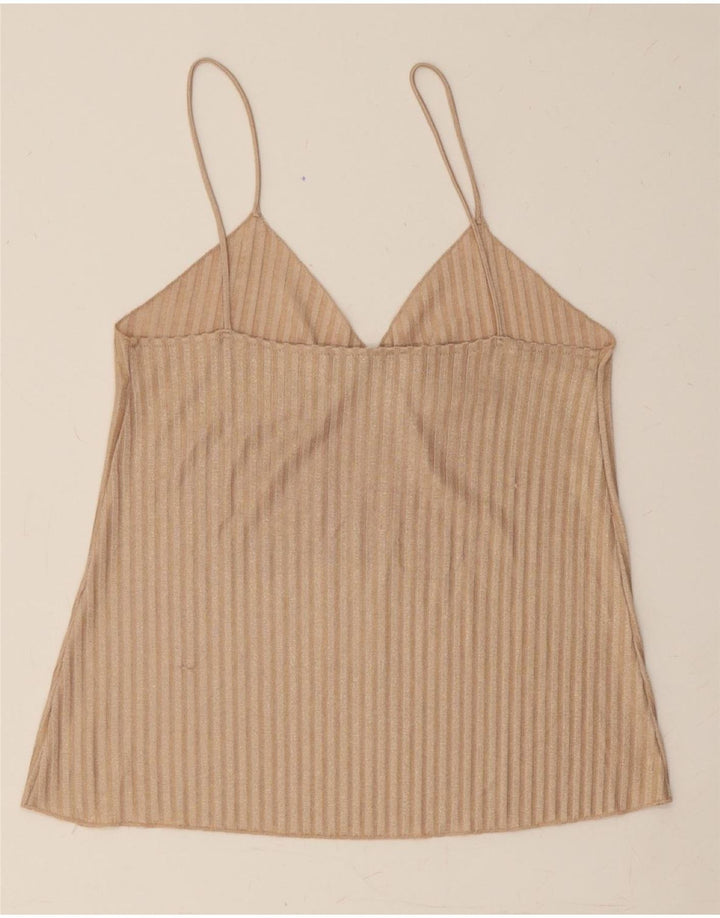 ZARA Womens Cami Top UK 12 Medium Beige Striped Polyester Vintage Zara and Second-Hand Zara from Messina Hembry 