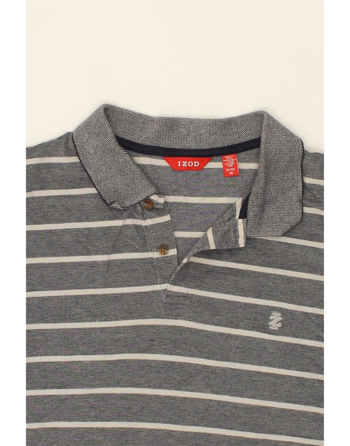 IZOD Mens Polo Shirt XL Grey Striped Cotton Vintage Izod and Second-Hand Izod from Messina Hembry 
