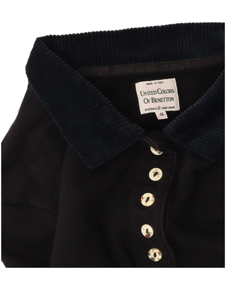 BENETTON ženska prevelika skraćena polo majica s grafičkim motivima UK 10 Mala crna