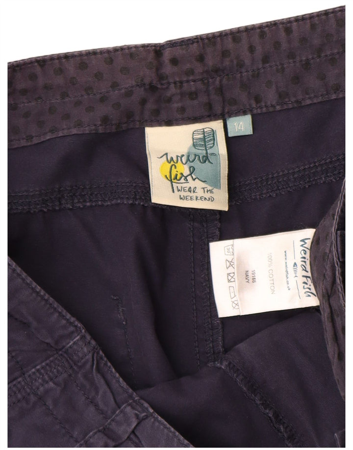 WEIRD FISH Ženske kapri hlače UK 14 Large W34 tamnoplavi pamuk