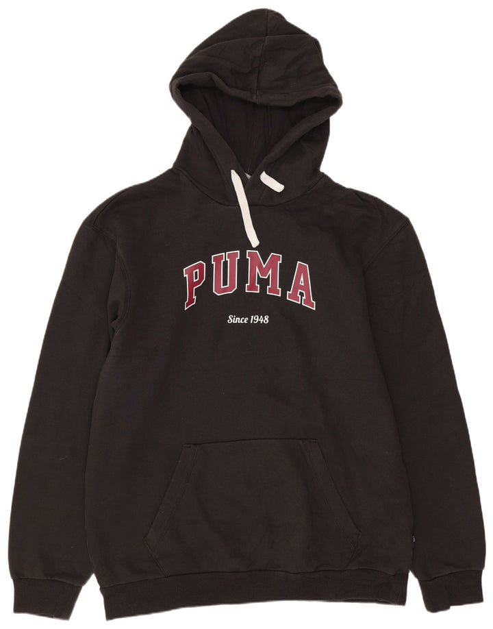 Puma muška majica s kapuljačom srednje veličine, crni pamuk