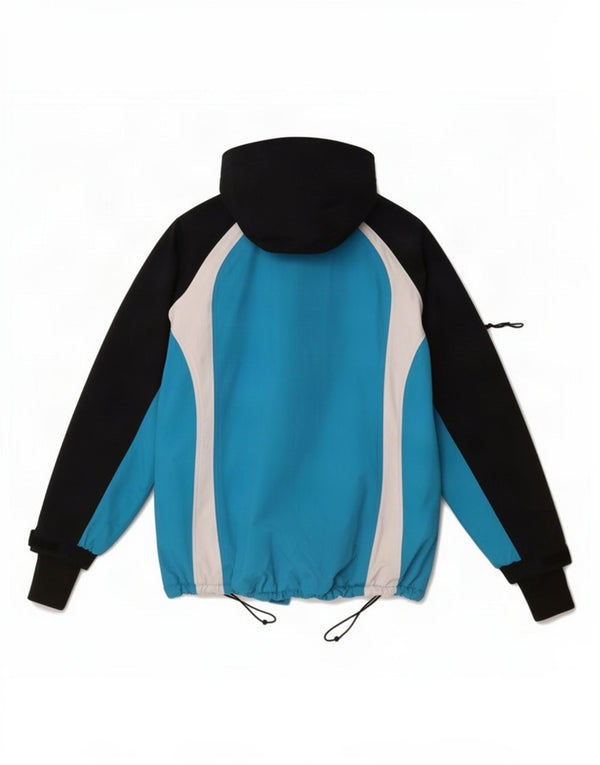 Vintage Womens Hooded Ski Jacket UK 14 Medium Blue Colourblock Nylon