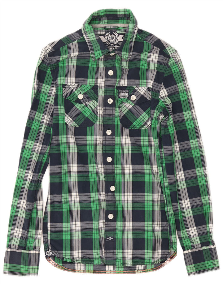 SUPERDRY muška košulja XS tamnoplava karirana pamuk