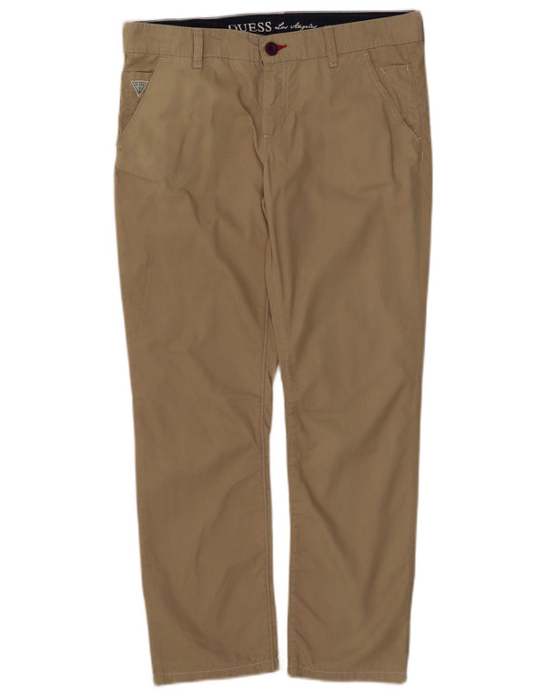 Guess ženske ravne chino hlače UK 16 velike W32 L26 bež pamuk