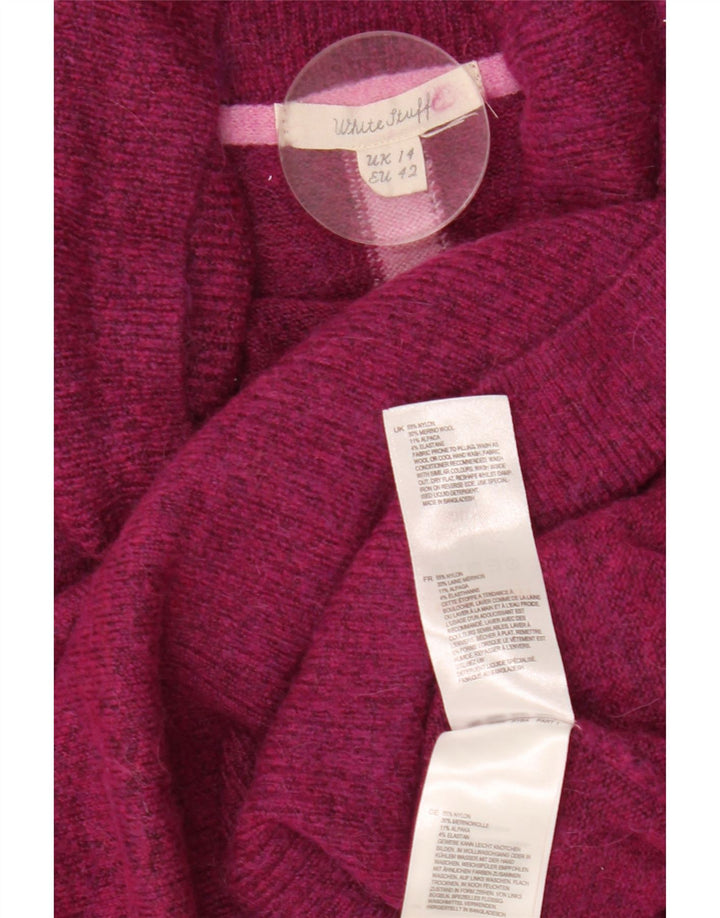 WHITE STUFF Ženski pulover s rol izrezom UK 14 Velikih ljubičastih fleka