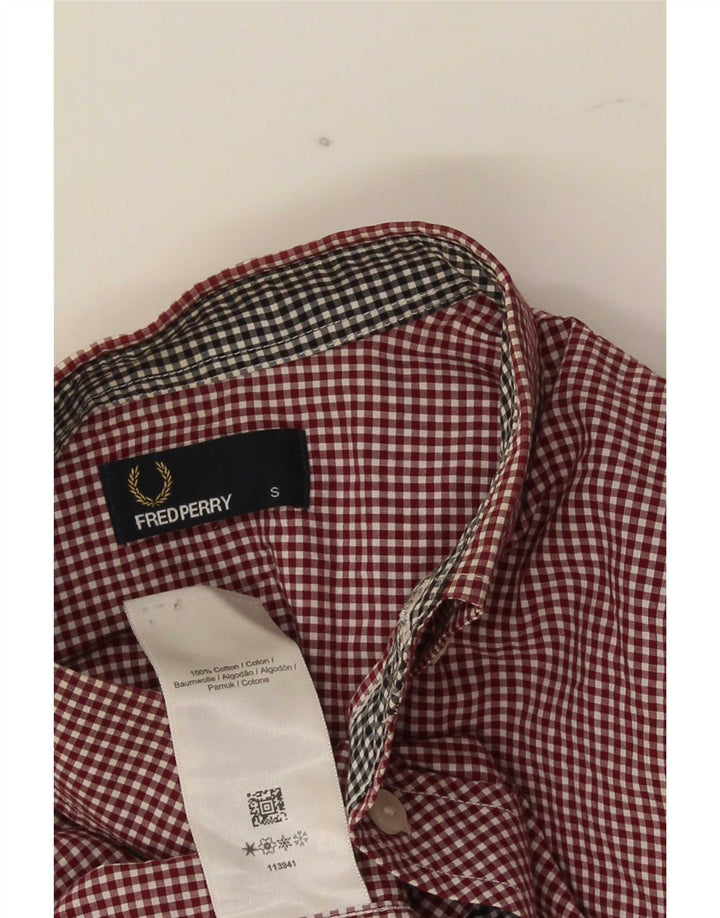 Fred Perry muška košulja Mala tamnocrvena gingham pamuk