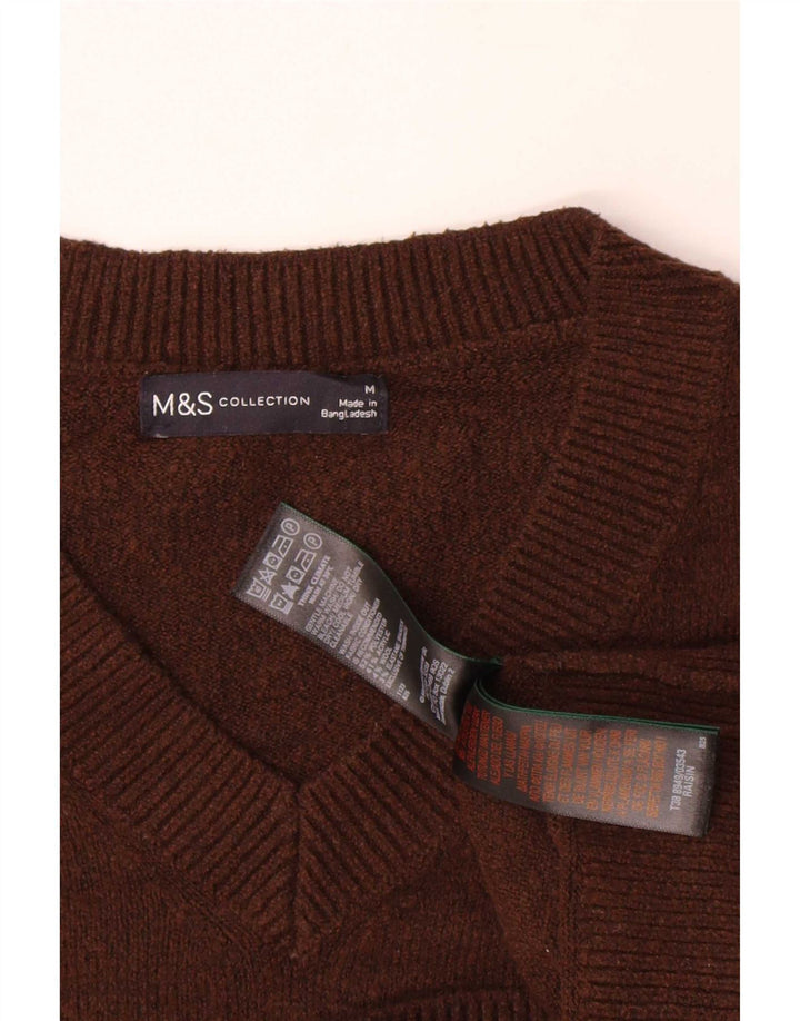 Marks & Spencer ženski veliki džemper s V-izrezom UK 14 srednje smeđa