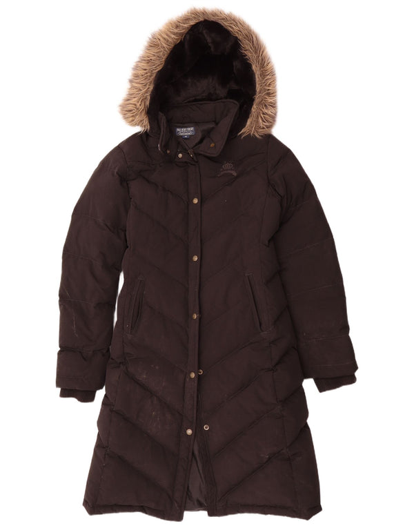 Polo Ralph Lauren Womens Hooded Padded Coat UK 12 Medium Black Nylon