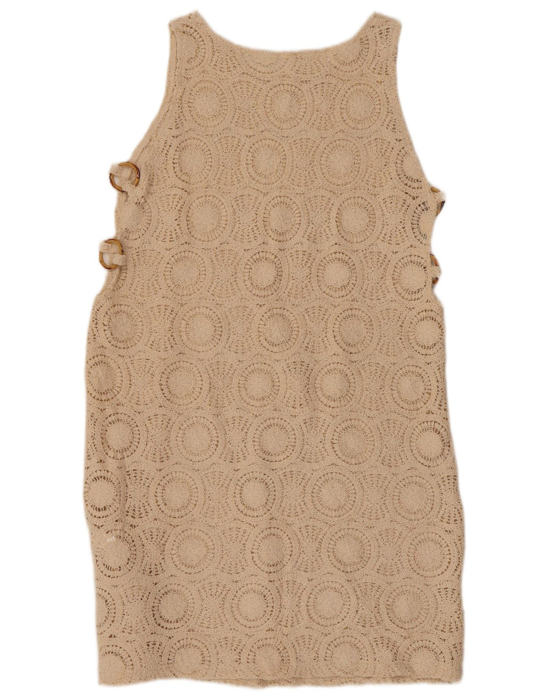 VINTAGE ženska krojena haljina bez rukava UK 10 Mala bež pamuk