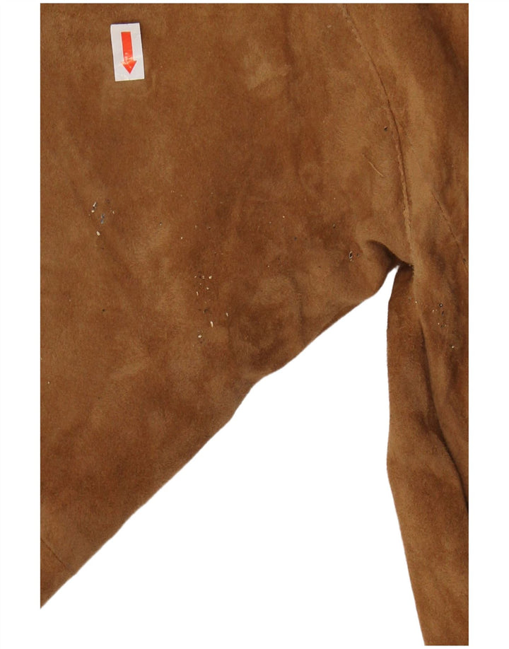 VINTAGE Womens Suede Jacket UK 14 Medium Brown Leather