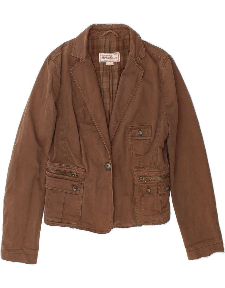 MARLBORO CLASSICS Womens 1 Button Blazer Jacket EU 46 XL Brown Cotton Vintage Marlboro Classics and Second-Hand Marlboro Classics from Messina Hembry 