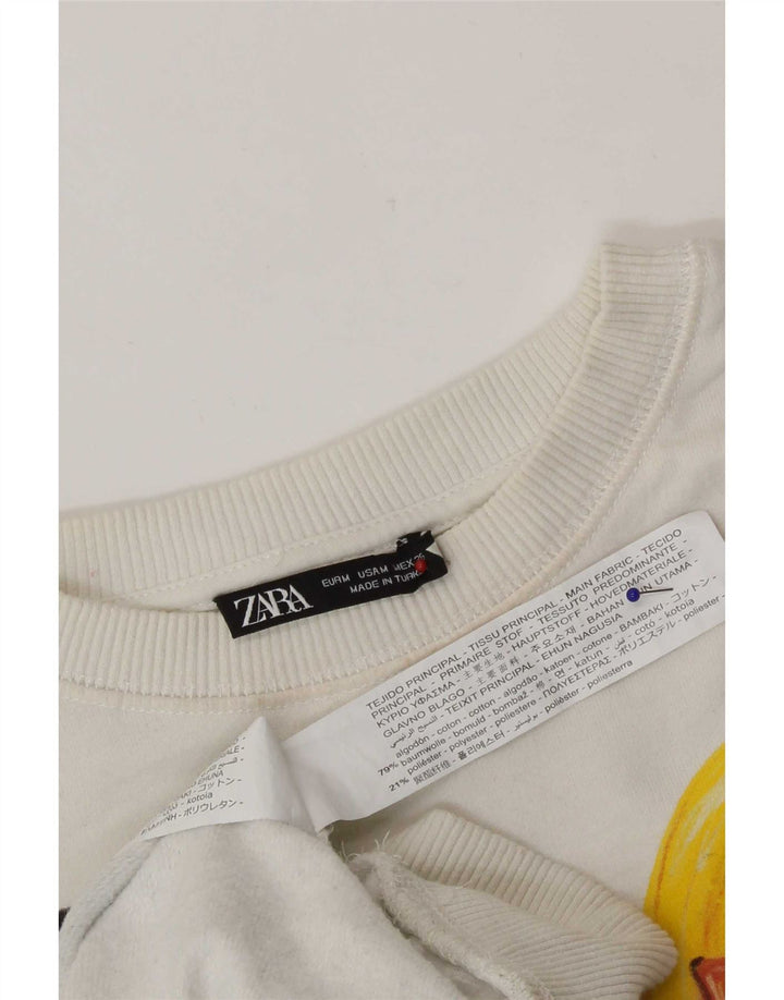 Zara ženski džemper s abstraktnim uzorkom UK 14 srednje bijele boje
