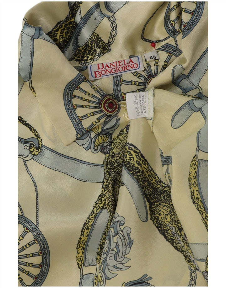 Vintage ženska grafička košulja bluza IT 48 XL žuti poliester