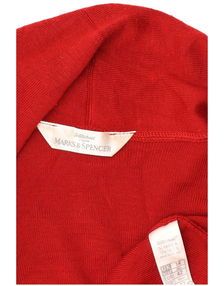 Marks & Spencer ženski preveliki otvoreni kardigan pulover UK 14 Large Red