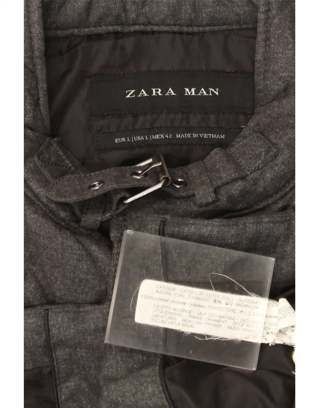 Zara muška prošivena jakna UK 40 veliki sivi poliester