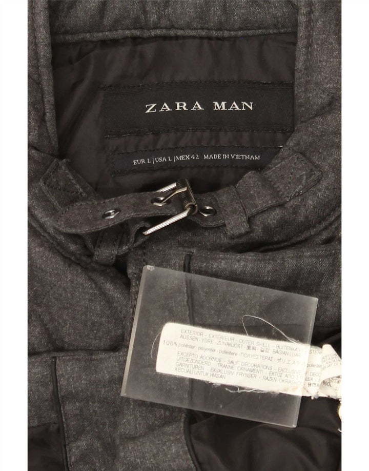 Zara muška prošivena jakna UK 40 veliki sivi poliester