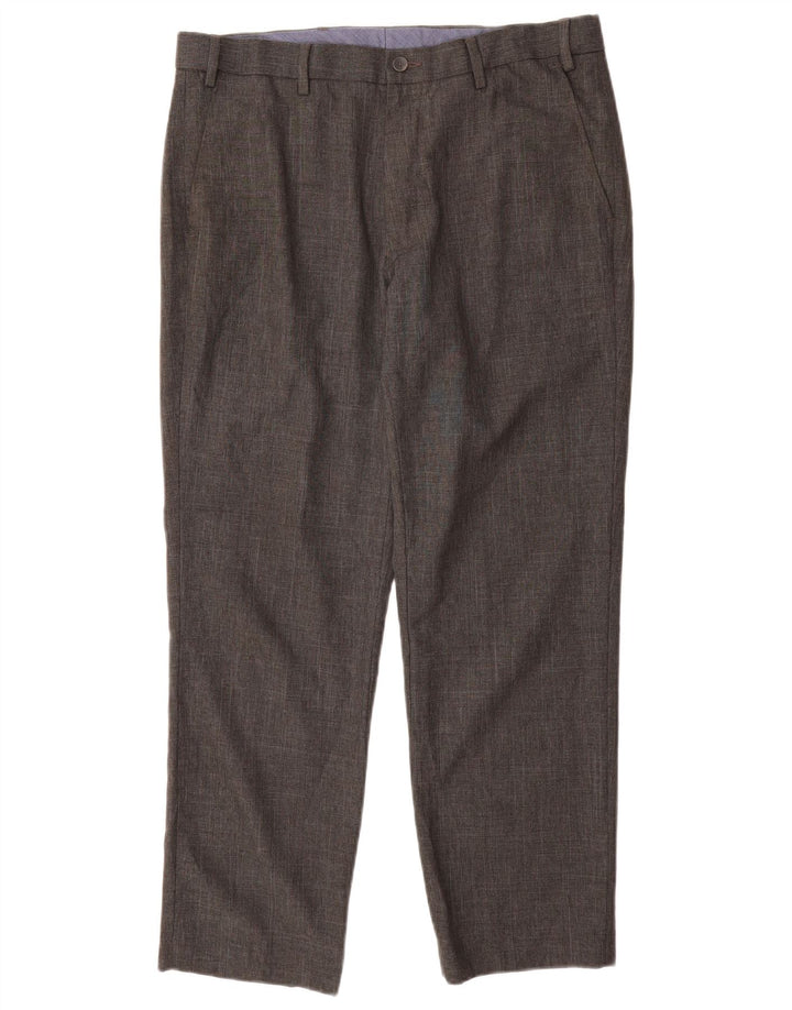 MARKS & SPENCER Mens Straight Suit Trousers W34 L29 Grey Polyester