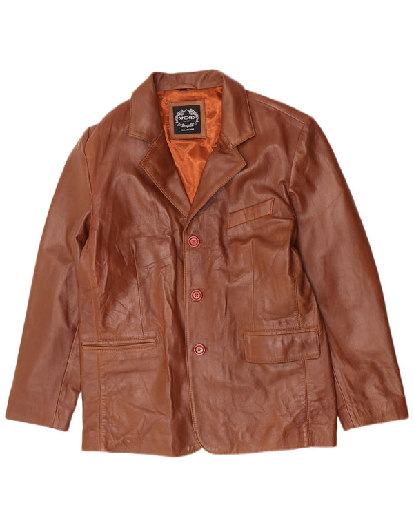 Vintage muška kožna jakna sa 3 gumba UK 40 velika smeđa koža