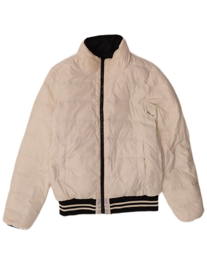 BENETTON Womens Oversized Reversible Jacket UK 10 Small  White Colourblock