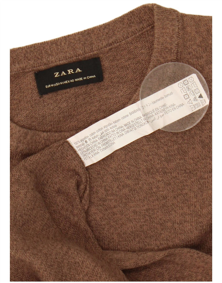 Zara muški džemper s okruglim izrezom srednje smeđeg pamuka s pjegama