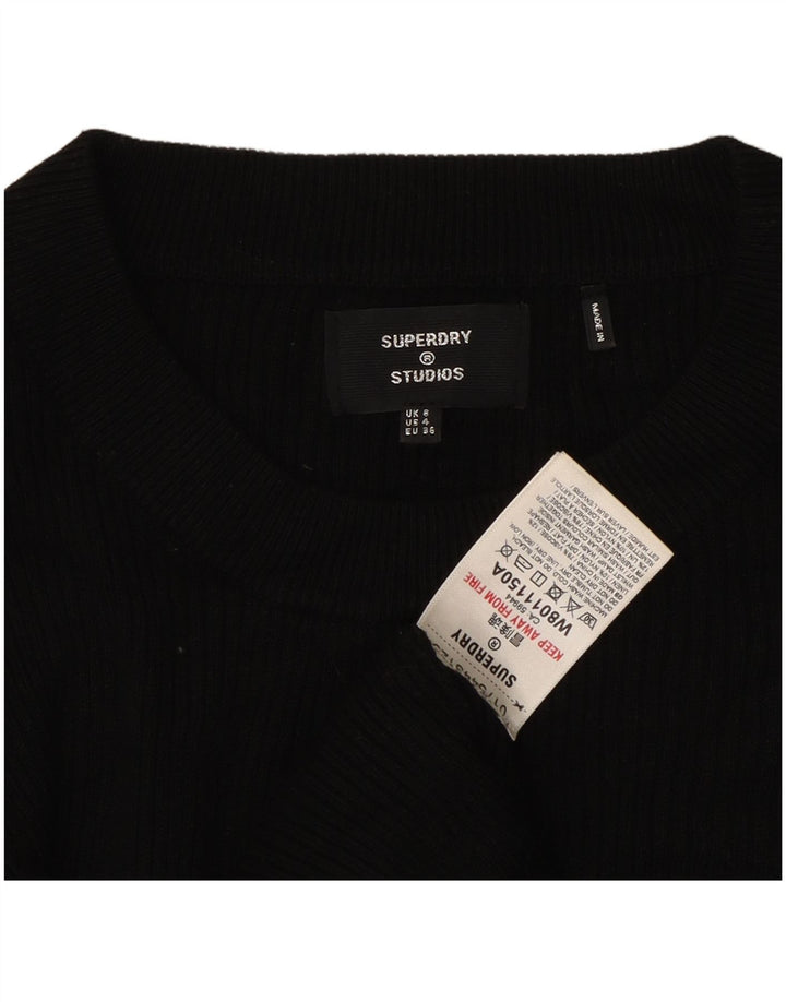 SUPERDRY ženska maksi džemper haljina UK 8 Mala crna viskoza