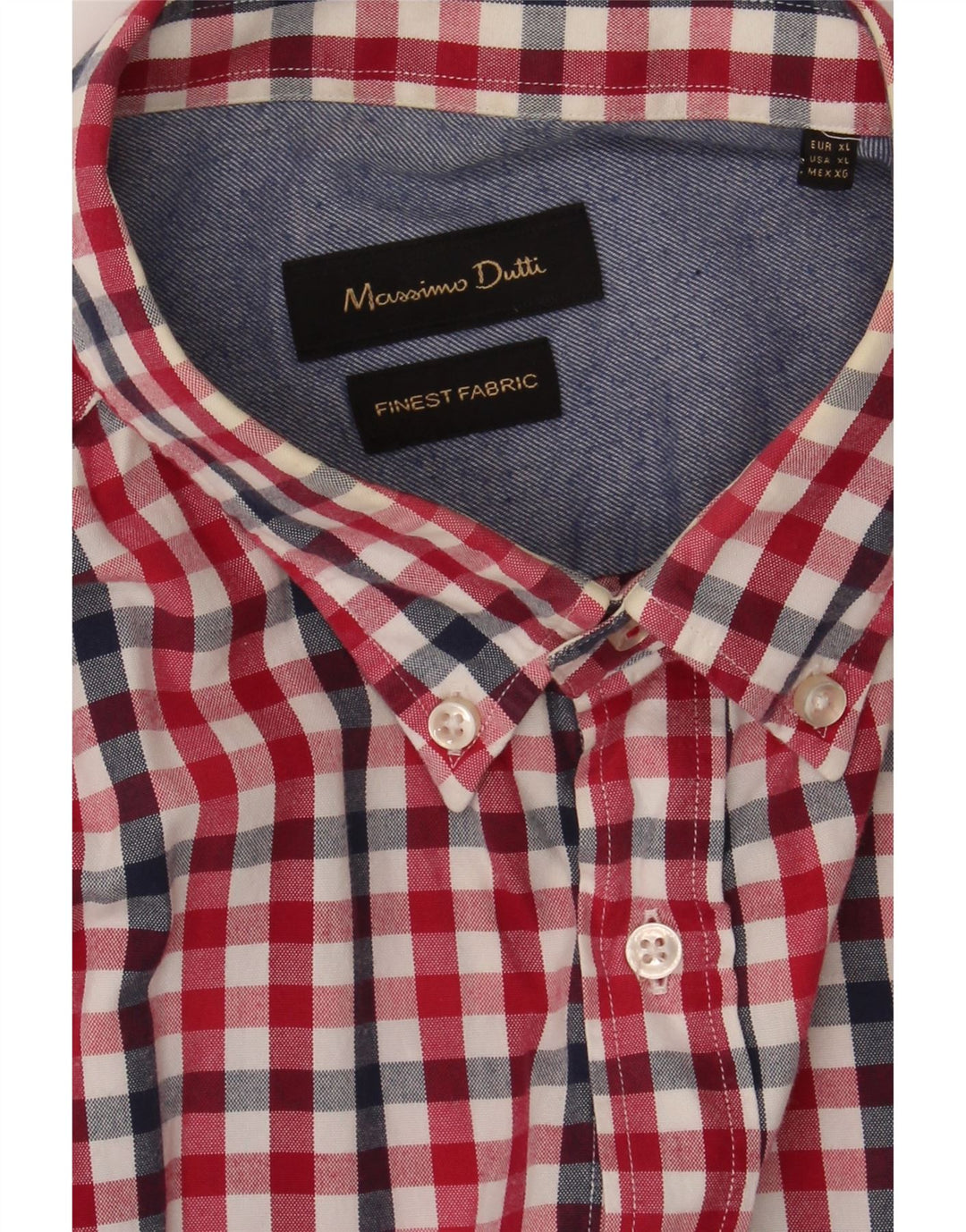 MASSIMO DUTTI Mens Shirt XL Red Check Cotton Vintage Massimo Dutti and Second-Hand Massimo Dutti from Messina Hembry 