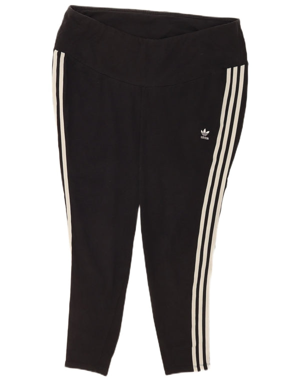Adidas ženske tajice UK 28-30 3XL crne pamučne sportske pruge