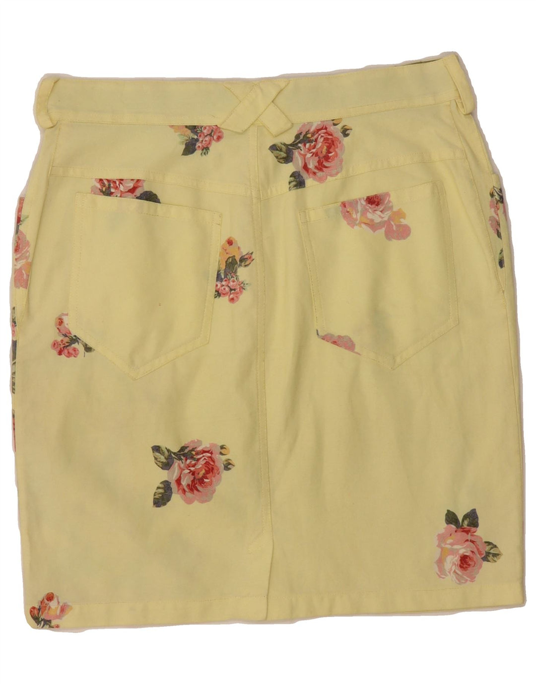 VINTAGE Womens Denim Skirt W30 Medium Yellow Floral Vintage Vintage and Second-Hand Vintage from Messina Hembry 