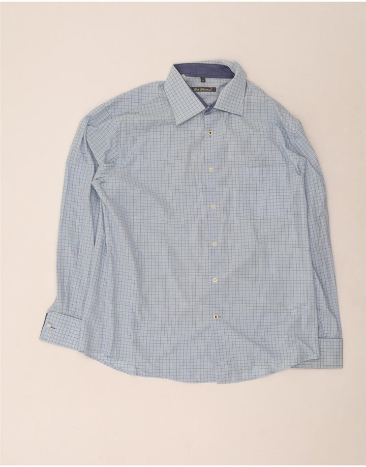 Ben Sherman muška svečana košulja XL plavi karirani pamuk