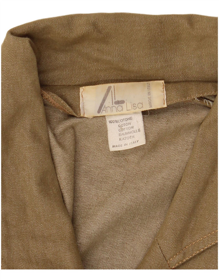 Vintage ženska duga jakna sa 3 gumba IT 42 Srednje zeleni pamuk